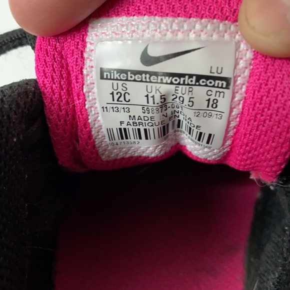 Nike Flex Supreme Black Pink kids running shoes Kid’s Size 12T - Picture 6 of 7